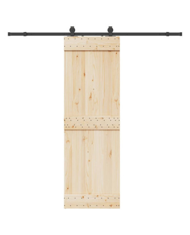 Kit de quincaillerie de porte coulissante 213 cm acier noir | Mobilier & Déco