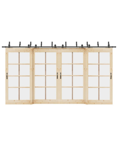 Kit de quincaillerie de porte coulissante 427 cm acier noir | Mobilier & Déco