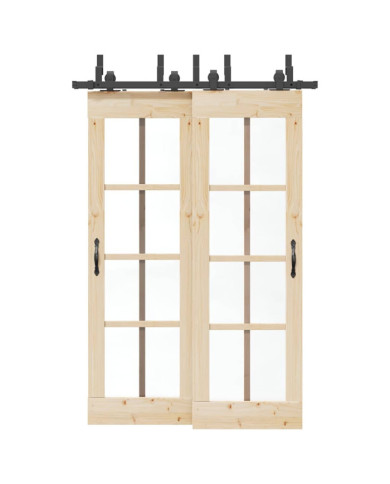 Kit de quincaillerie de porte coulissante 152,5 cm acier noir | Mobilier & Déco