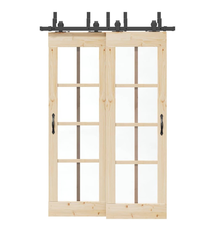 Kit de quincaillerie de porte coulissante 152,5 cm acier noir | Mobilier & Déco