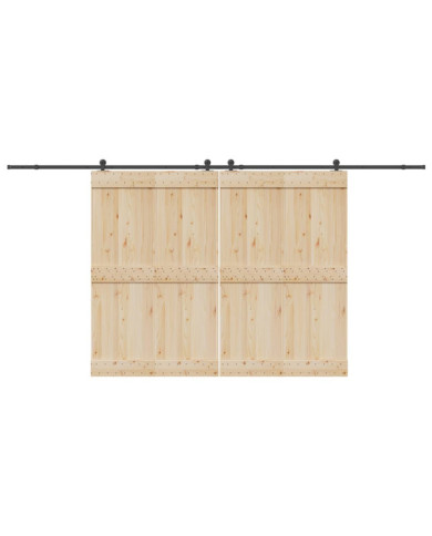 Kit de quincaillerie de porte coulissante 427 cm acier noir | Mobilier & Déco