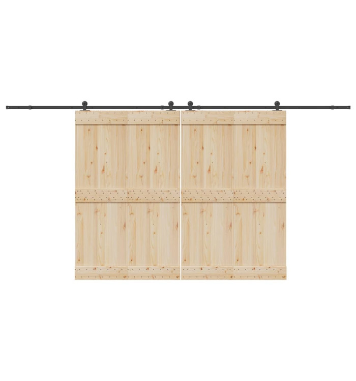 Kit de quincaillerie de porte coulissante 427 cm acier noir | Mobilier & Déco