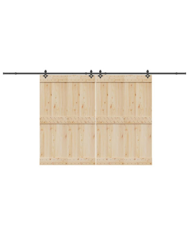 Kit de quincaillerie de porte coulissante 427 cm acier noir | Mobilier & Déco