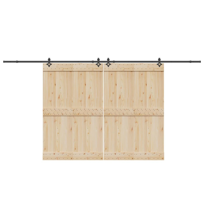 Kit de quincaillerie de porte coulissante 427 cm acier noir | Mobilier & Déco