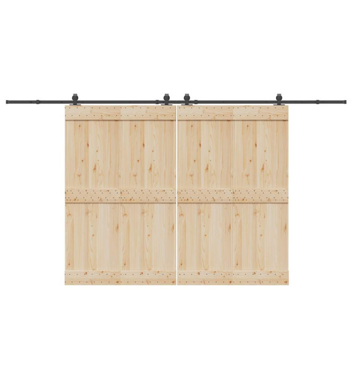 Kit de quincaillerie de porte coulissante 400 cm acier noir | Mobilier & Déco