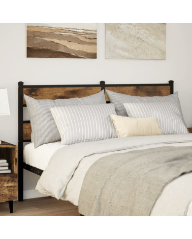 Tête de lit chêne fumé 150 cm fer et bois d'ingénierie | Mobilier & Déco