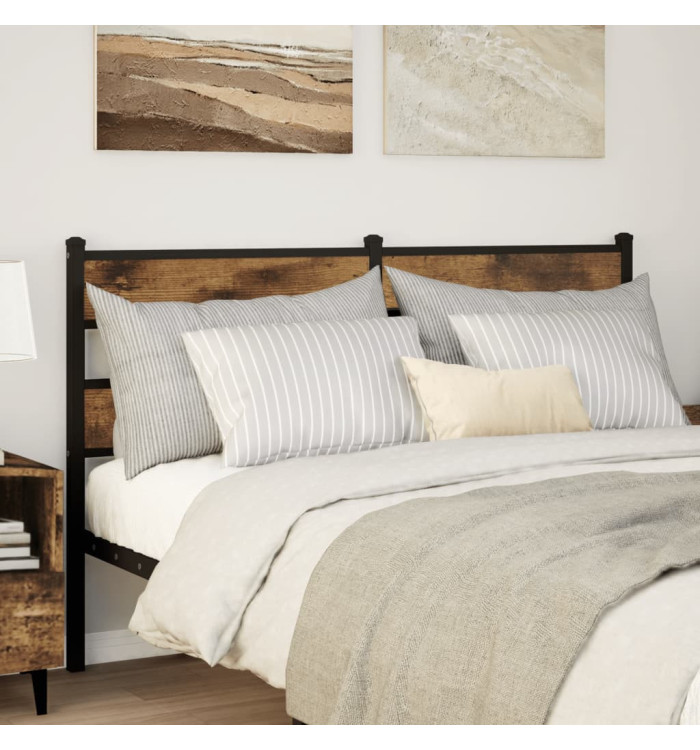 Tête de lit chêne fumé 150 cm fer et bois d'ingénierie | Mobilier & Déco