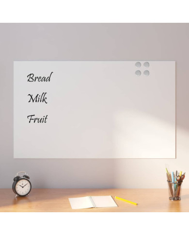 Tableau noir magnétique mural blanc 100x60 cm verre trempé | Mobilier & Déco
