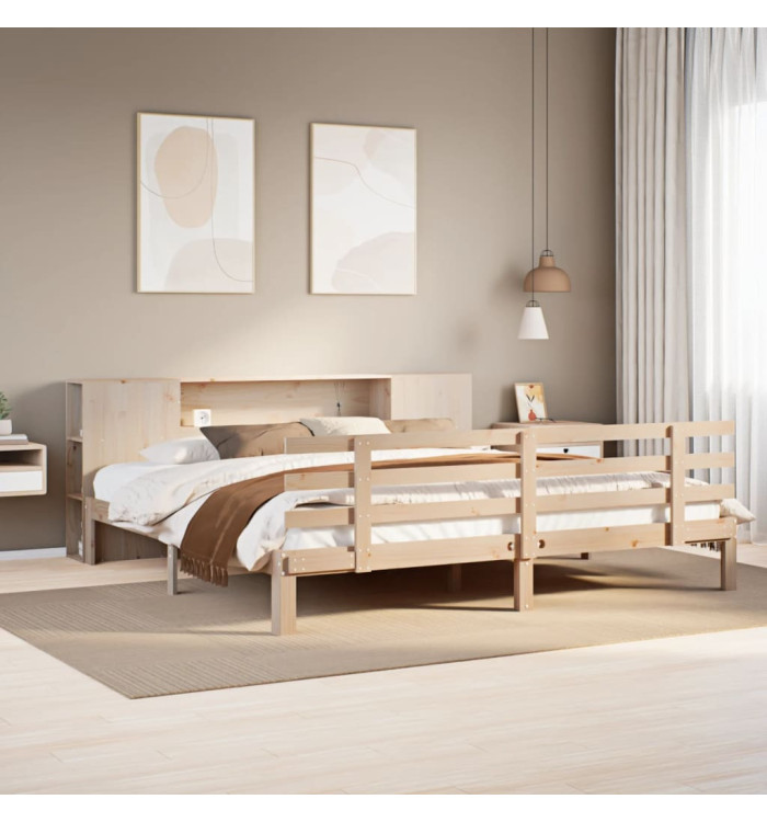 Lit bibliothèque sans matelas 180x200 cm bois massif de pin | Mobilier & Déco