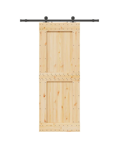 Porte coulissante et kit de quincaillerie 85x210 cm pin massif | Mobilier & Déco