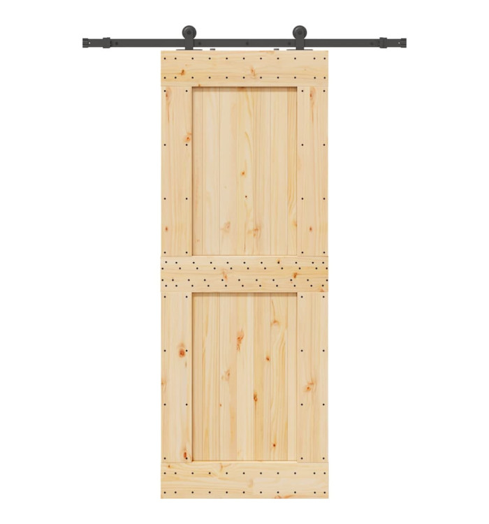 Porte coulissante et kit de quincaillerie 85x210 cm pin massif | Mobilier & Déco