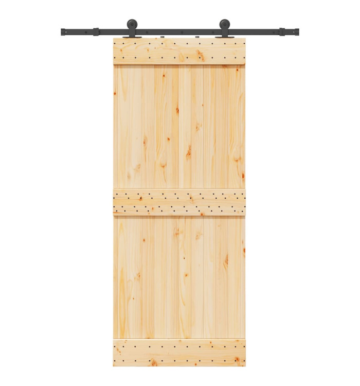 Porte coulissante et kit de quincaillerie 85x210 cm pin massif | Mobilier & Déco