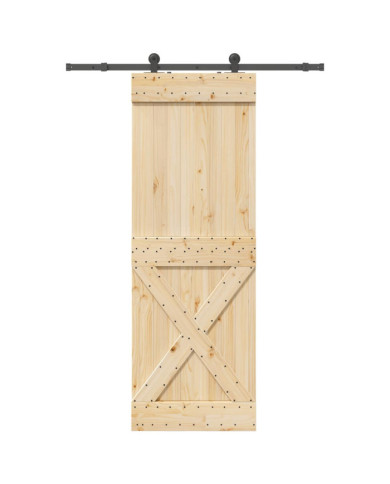 Porte coulissante et kit de quincaillerie 80x210 cm pin massif | Mobilier & Déco