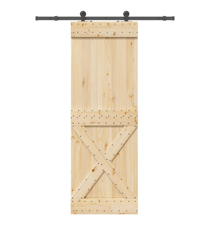 Porte coulissante et kit de quincaillerie 80x210 cm pin massif | Mobilier & Déco