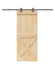 Porte coulissante et kit de quincaillerie 95x210 cm pin massif | Mobilier & Déco
