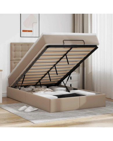 Cadre de lit ottoman et matelas cappuccino 120x190cm similicuir | Mobilier & Déco