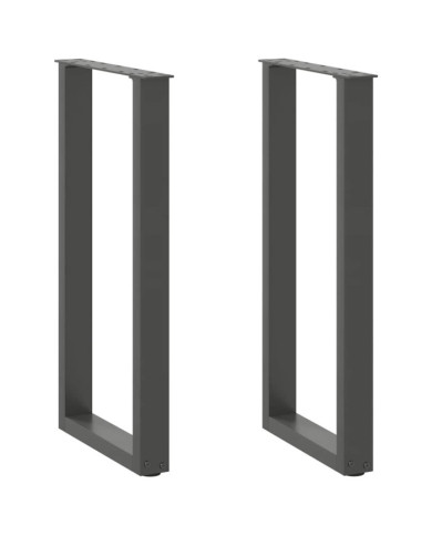 Pieds de table console en U, 2 pièces, anthracite, 28 x (72-73) cm, acier | Mobilier & Déco