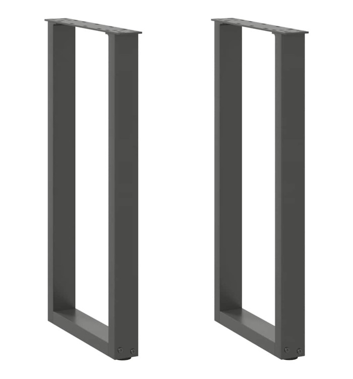 Pieds de table console en U, 2 pièces, anthracite, 28 x (72-73) cm, acier | Mobilier & Déco