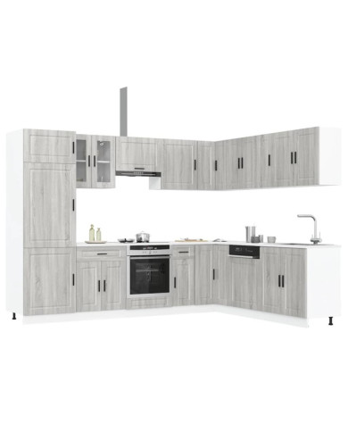 Ensemble d'armoires de cuisine 14 pcs Porto bois d'ingénierie | Mobilier & Déco