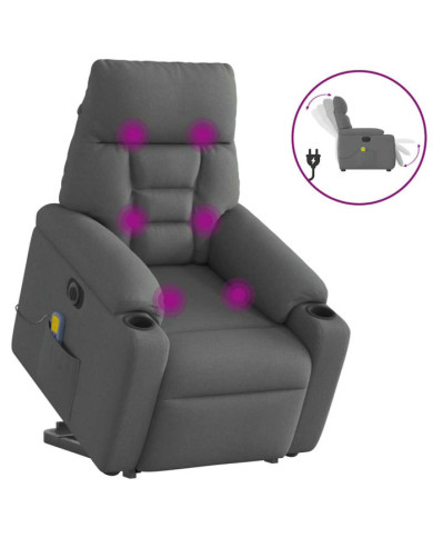 Fauteuil inclinable de massage électrique Gris foncé Tissu | Mobilier & Déco