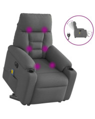 Fauteuil inclinable de massage électrique Gris foncé Tissu | Mobilier & Déco