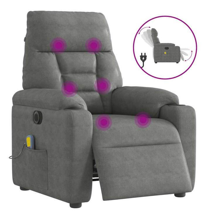 Fauteuil inclinable de massage électrique gris foncé | Mobilier & Déco