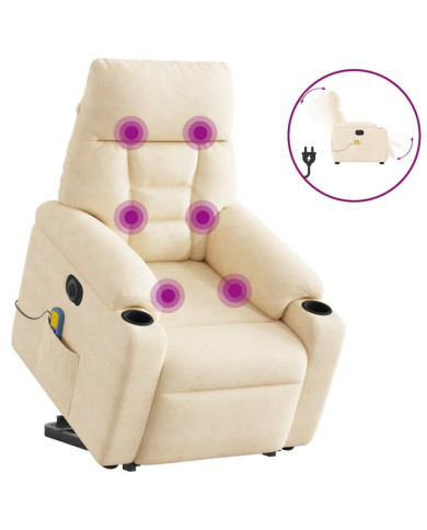 Fauteuil inclinable de massage électrique beige microfibres | Mobilier & Déco