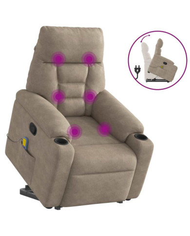 Fauteuil inclinable de massage taupe tissu microfibre | Mobilier & Déco