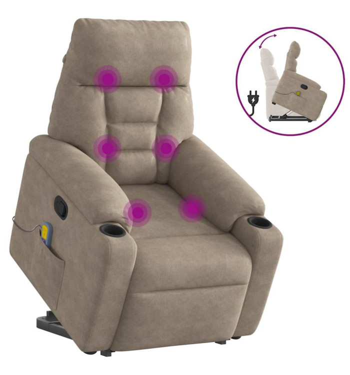 Fauteuil inclinable de massage taupe tissu microfibre | Mobilier & Déco