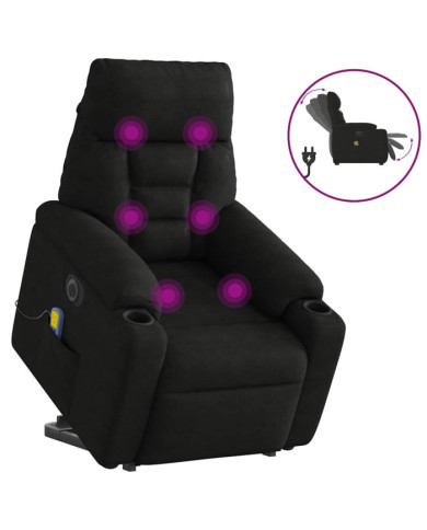 Fauteuil inclinable de massage électrique noir tissu microfibre | Mobilier & Déco