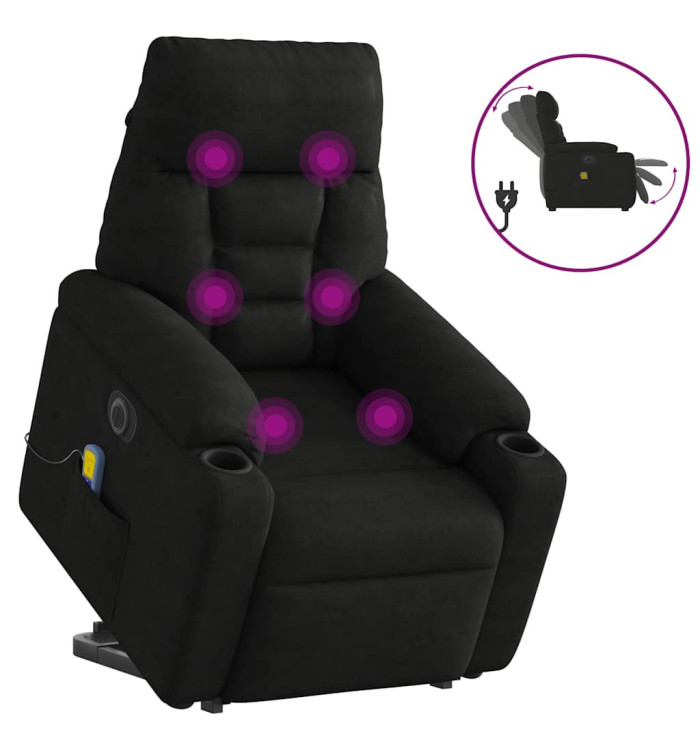 Fauteuil inclinable de massage électrique noir tissu microfibre | Mobilier & Déco