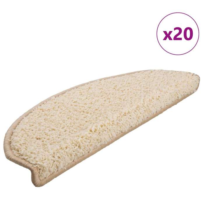 Tapis d'escalier 20 pcs crème 65x21x4 cm | Mobilier & Déco