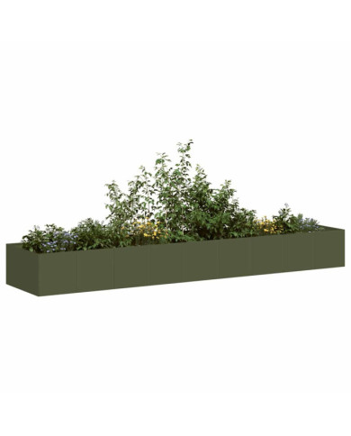 Jardinière vert olive 360x80x40 cm acier | Mobilier & Déco