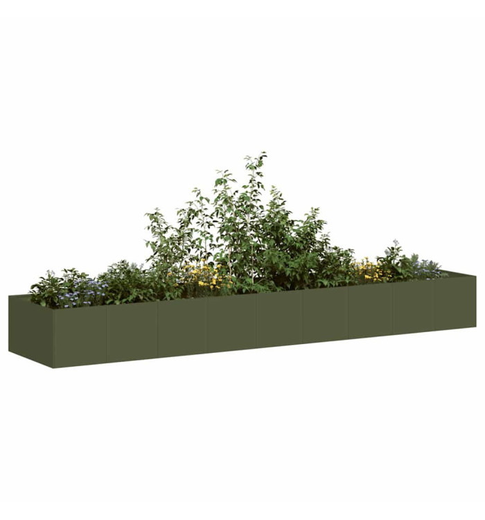 Jardinière vert olive 360x80x40 cm acier | Mobilier & Déco