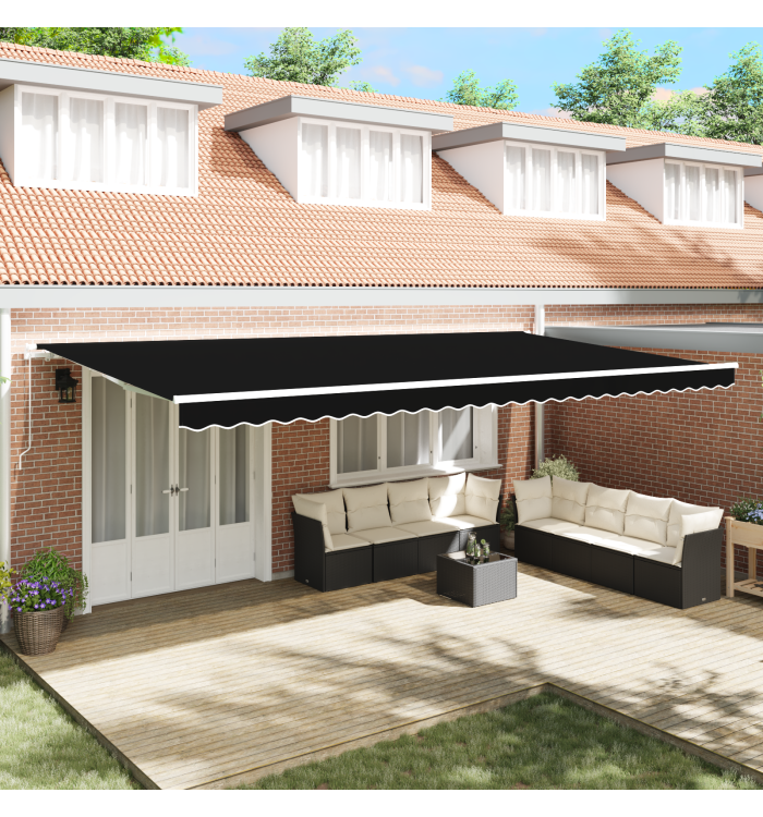 Tissu de Remplacement pour Auvent pour Cadre de 6x3,5 m Noir | Mobilier & Déco