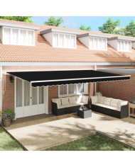 Tissu de Remplacement pour Auvent pour Cadre de 6x3,5 m Noir | Mobilier & Déco