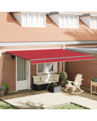 Store Rétractable Automatique Rouge 450x350 cm, Tissu de Remplacement pour Store pour Cadre de 4.5x3.5 m Rouge | Mobilier & Déc