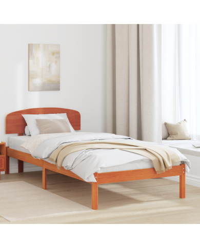 Cadre de lit avec tête de lit Marron Ciré 90x200 cm Bois en masse Pin | Mobilier & Déco