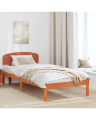 Cadre de lit avec tête de lit Marron Ciré 90x200 cm Bois en masse Pin | Mobilier & Déco
