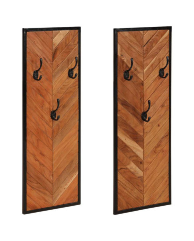 Porte-manteaux 2 pcs 35x1x90 cm bois massif acacia | Mobilier & Déco
