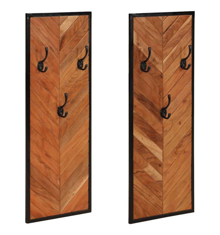 Porte-manteaux 2 pcs 35x1x90 cm bois massif acacia | Mobilier & Déco