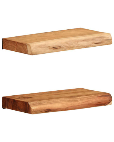 Étagères murales 2 pcs 30x20x3,5 cm bois massif d'acacia | Mobilier & Déco