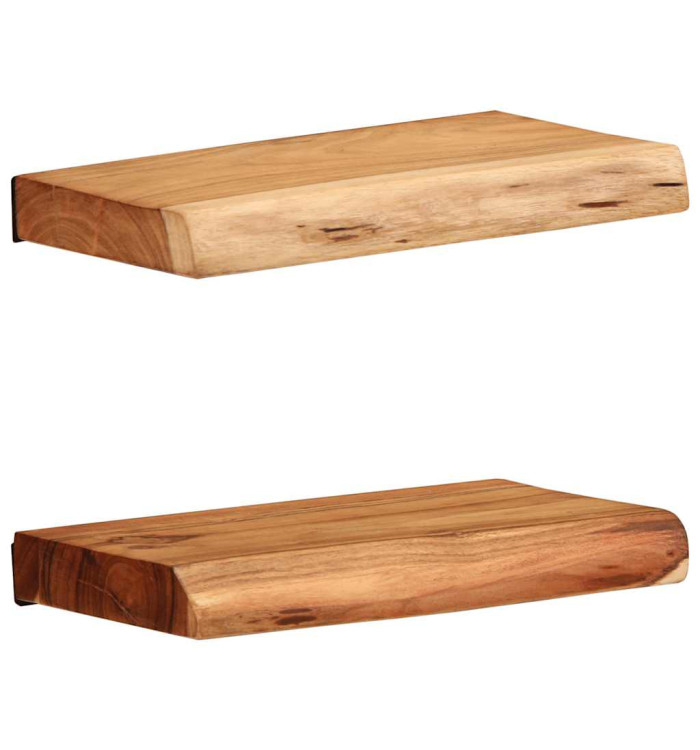 Étagères murales 2 pcs 30x20x3,5 cm bois massif d'acacia | Mobilier & Déco