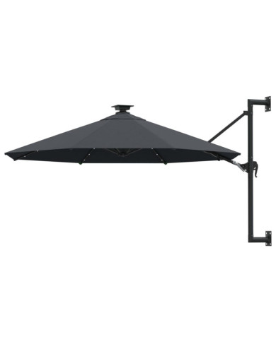 Parasol mural de jardin avec LED 300 cm anthracite | Mobilier & Déco