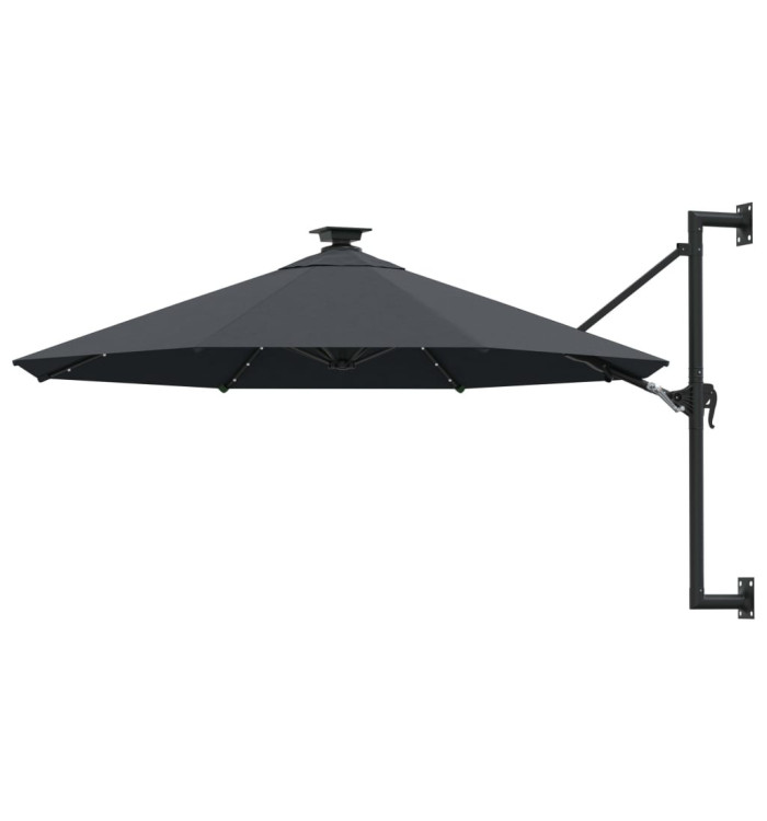 Parasol mural de jardin avec LED 300 cm anthracite | Mobilier & Déco