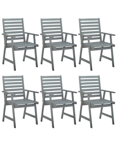 Chaises à manger d'extérieur lot de 6 Gris Bois d'acacia | Mobilier & Déco