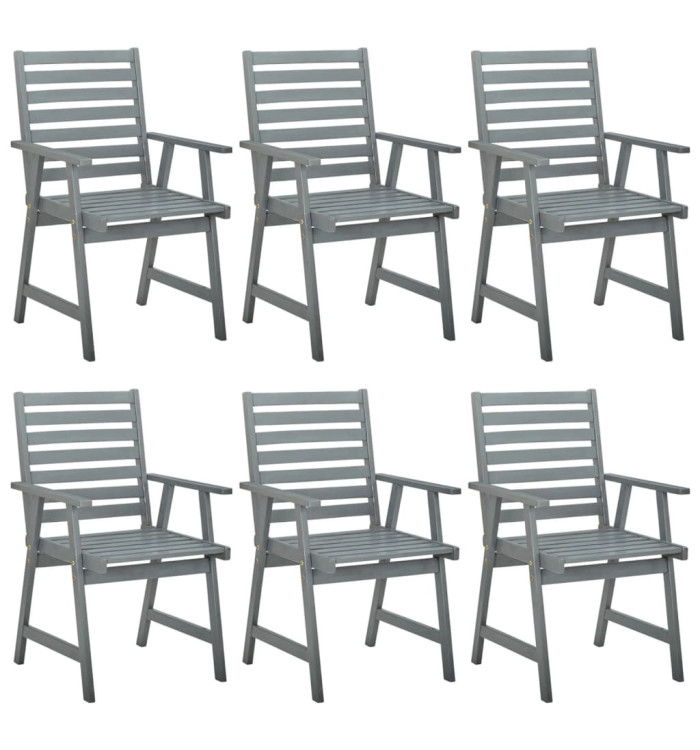 Chaises à manger d'extérieur lot de 6 Gris Bois d'acacia | Mobilier & Déco
