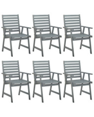 Chaises à manger d'extérieur lot de 6 Gris Bois d'acacia | Mobilier & Déco