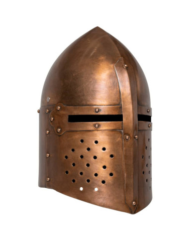 Casque de chevalier médiéval antique pour GN Cuivre Acier | Mobilier & Déco