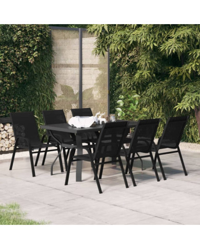 Ensemble à manger de jardin 7 pcs Noir | Mobilier & Déco